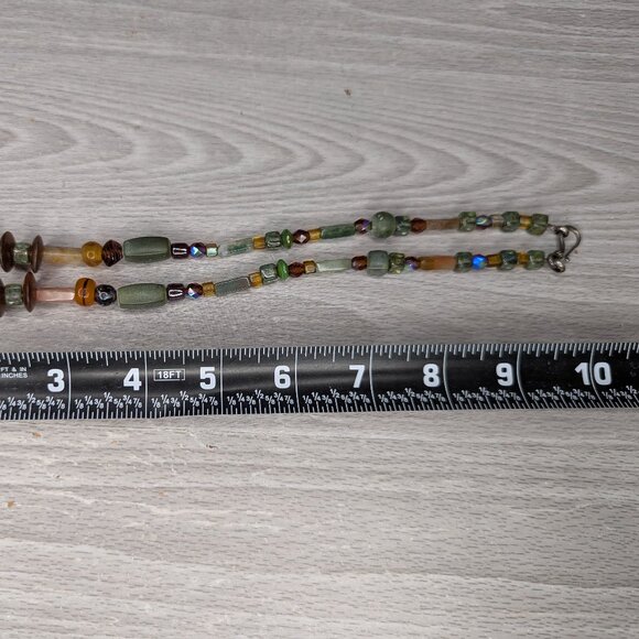 Multicolor Stone Beaded Necklace with Cross Pendant Hook Closure - Picture 9 of 11